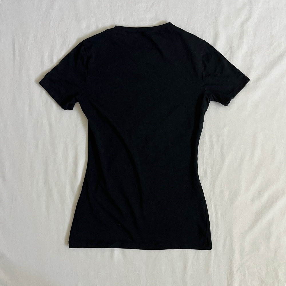 Intimissimi Stretch Short Sleeve Top | Black Supima Cotton Tee Size S - Picture 3 of 3